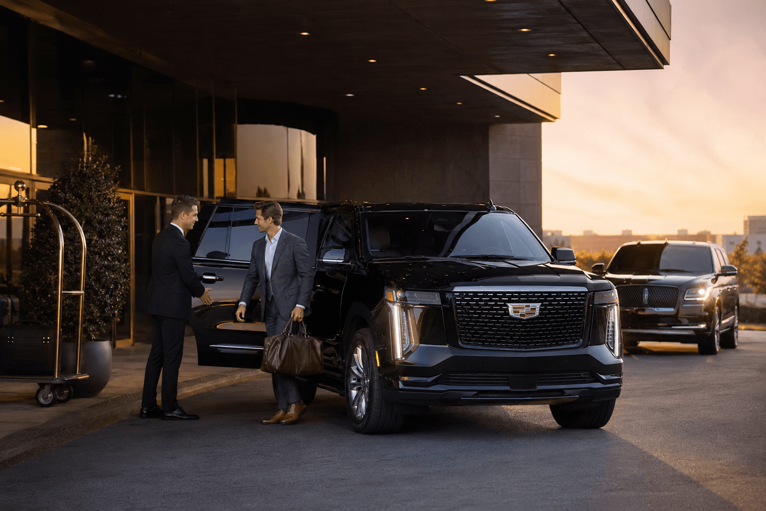Professional chauffeur in luxury car